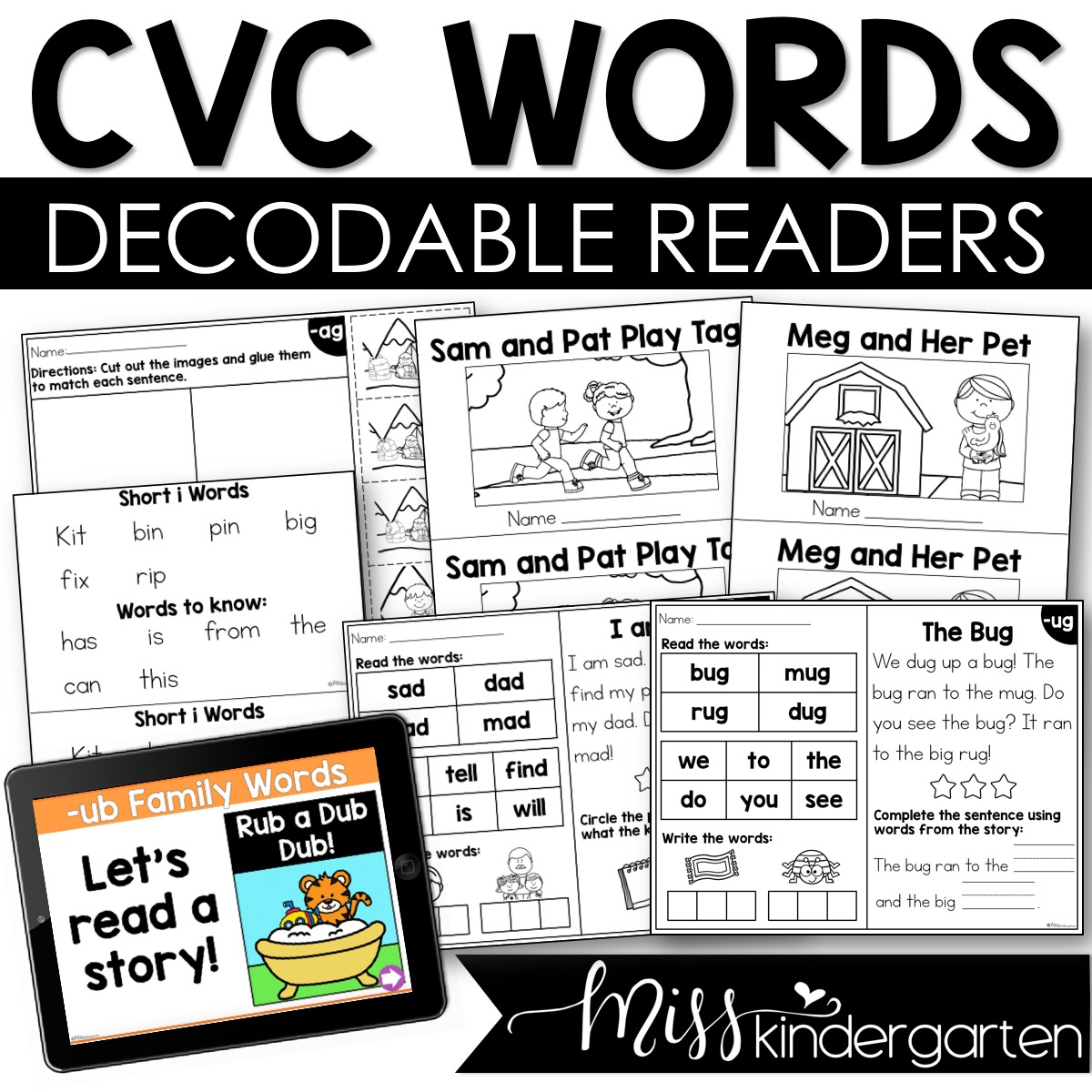 Cvc Words Decodable Readers Kindergarten Small Group Reading Books - Miss Kindergarten in Free Printable Decodable Books for Kindergarten