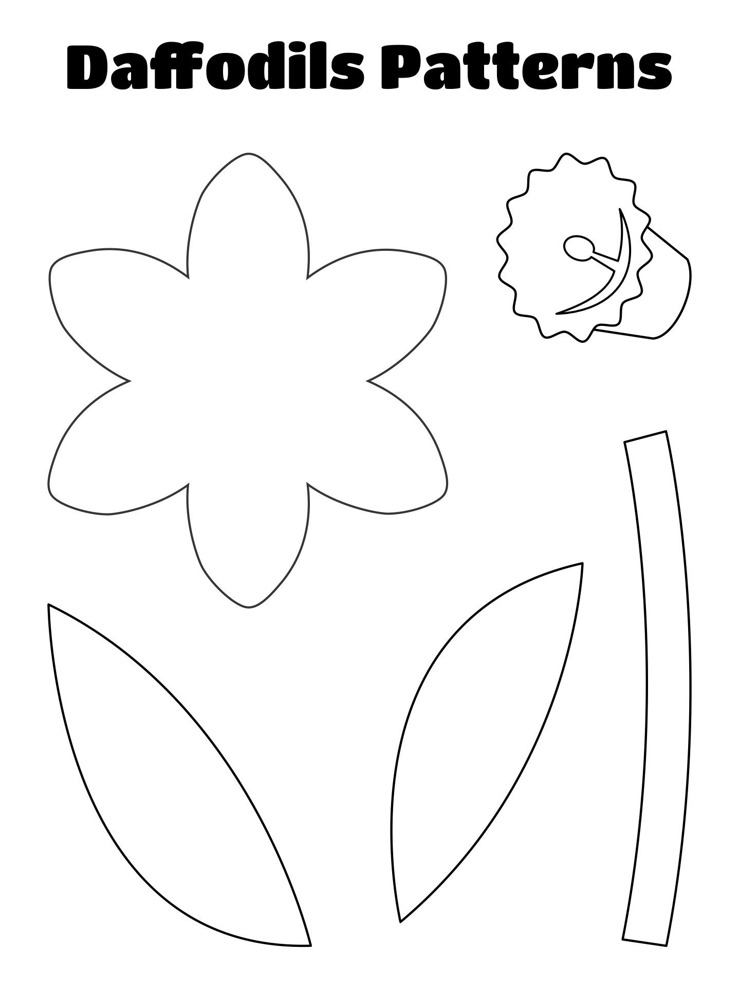 Daffodil Template Pattern - 10 Free Pdf Printables | Printablee for Free Printable Pictures of Daffodils