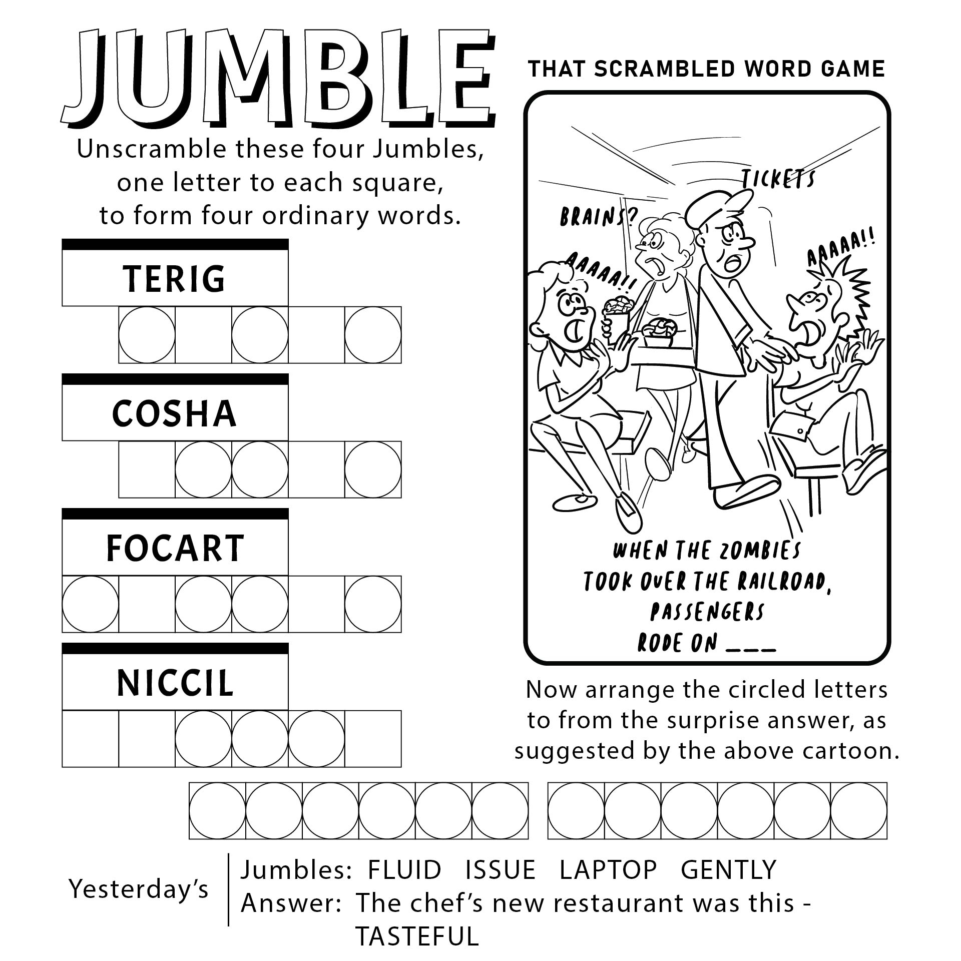 Daily Jumble Printable pertaining to Free Printable Jumble Word Games