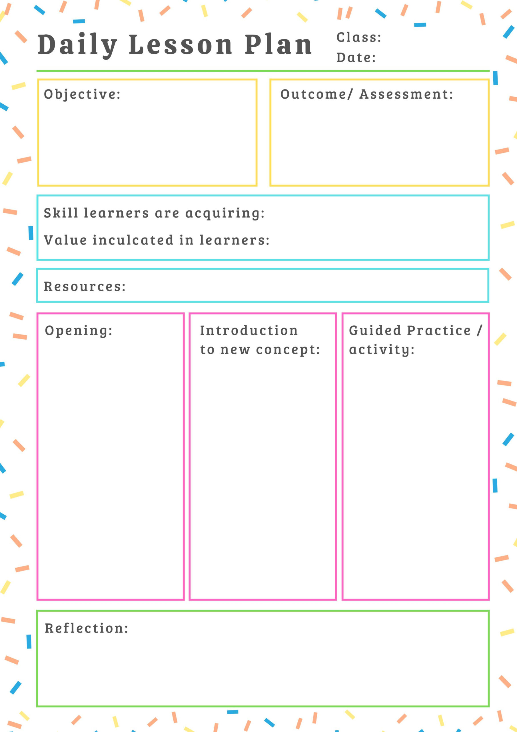 Daily Lesson Plan Template Printable | Teaching Resources with Free Printable Daily Lesson Plan Template