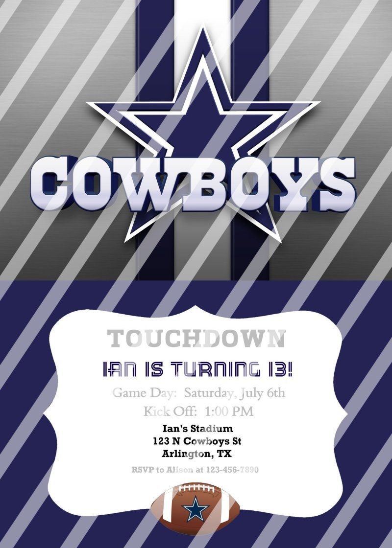 Dallas Cowboys Invitation Template intended for Free Printable Dallas Cowboys Birthday Invitations