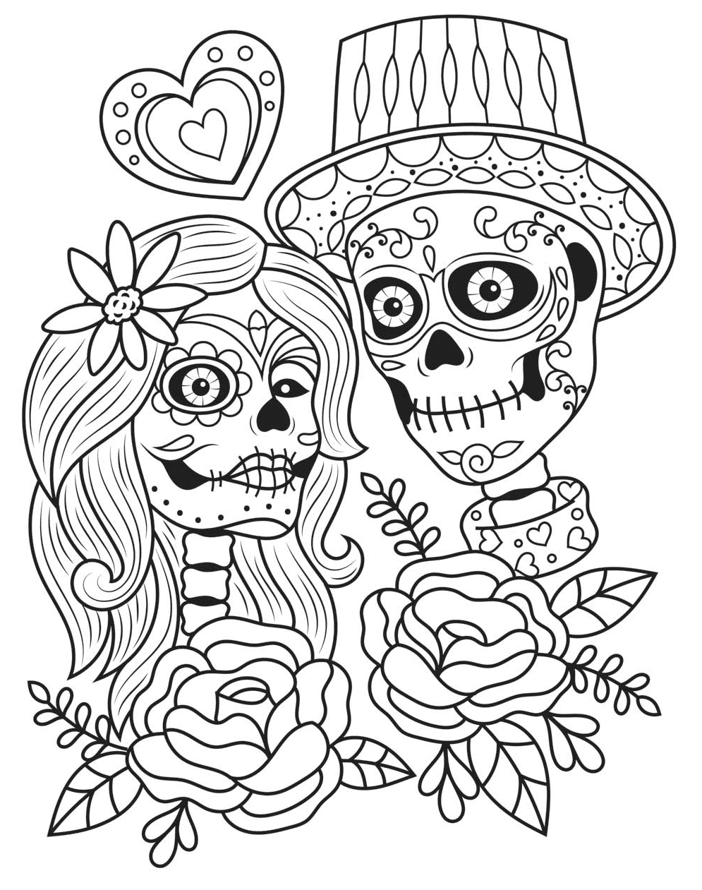 Day Of The Dead Coloring Pages Printable For Free Download inside Free Printable Day of the Dead Coloring Pages