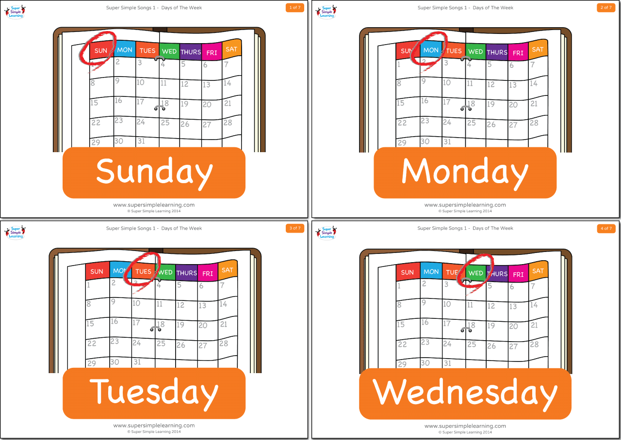 Days Of The Week Flashcards - Super Simple with regard to Free Printable Days Of The Week Cards