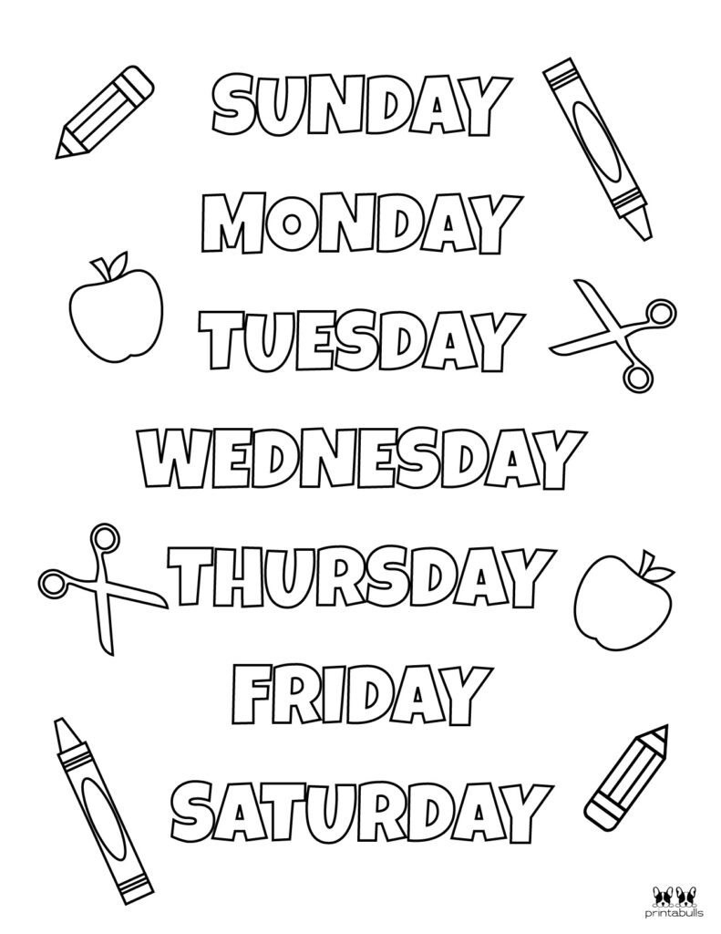 Days Of The Week Worksheets &amp;amp; Printables - 50 Free Pages | Printabulls regarding Free Printable Days of the Week