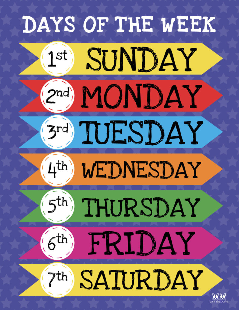 Days Of The Week Worksheets &amp;amp; Printables - 50 Free Pages | Printabulls with regard to Free Printable Days of the Week