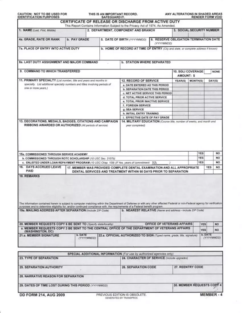 Dd 214 Fillable ≡ Fill Out Printable Pdf Forms Online with regard to Free Printable DD214 Form