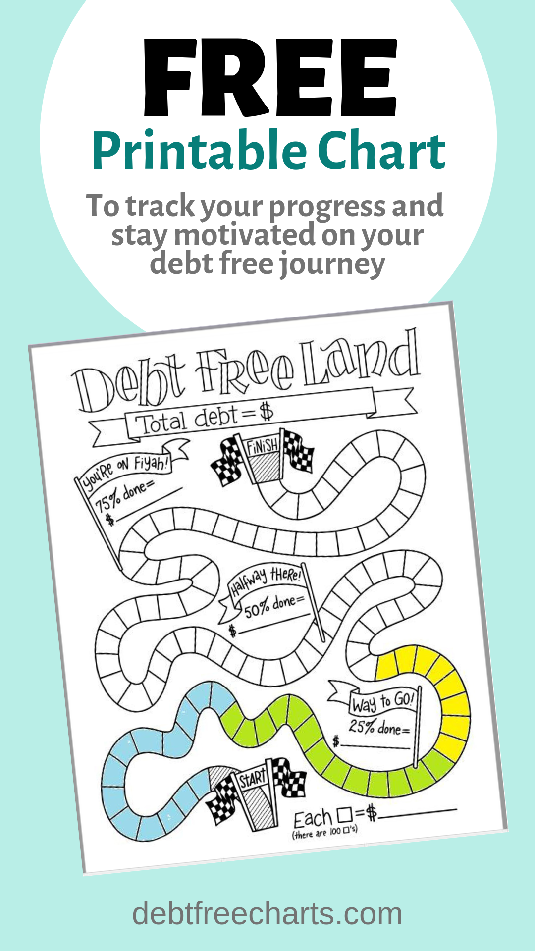 Debt Free Land Free Printable Chart | Debt Free, Credit Card Debt throughout Free Printable Debt Free Charts