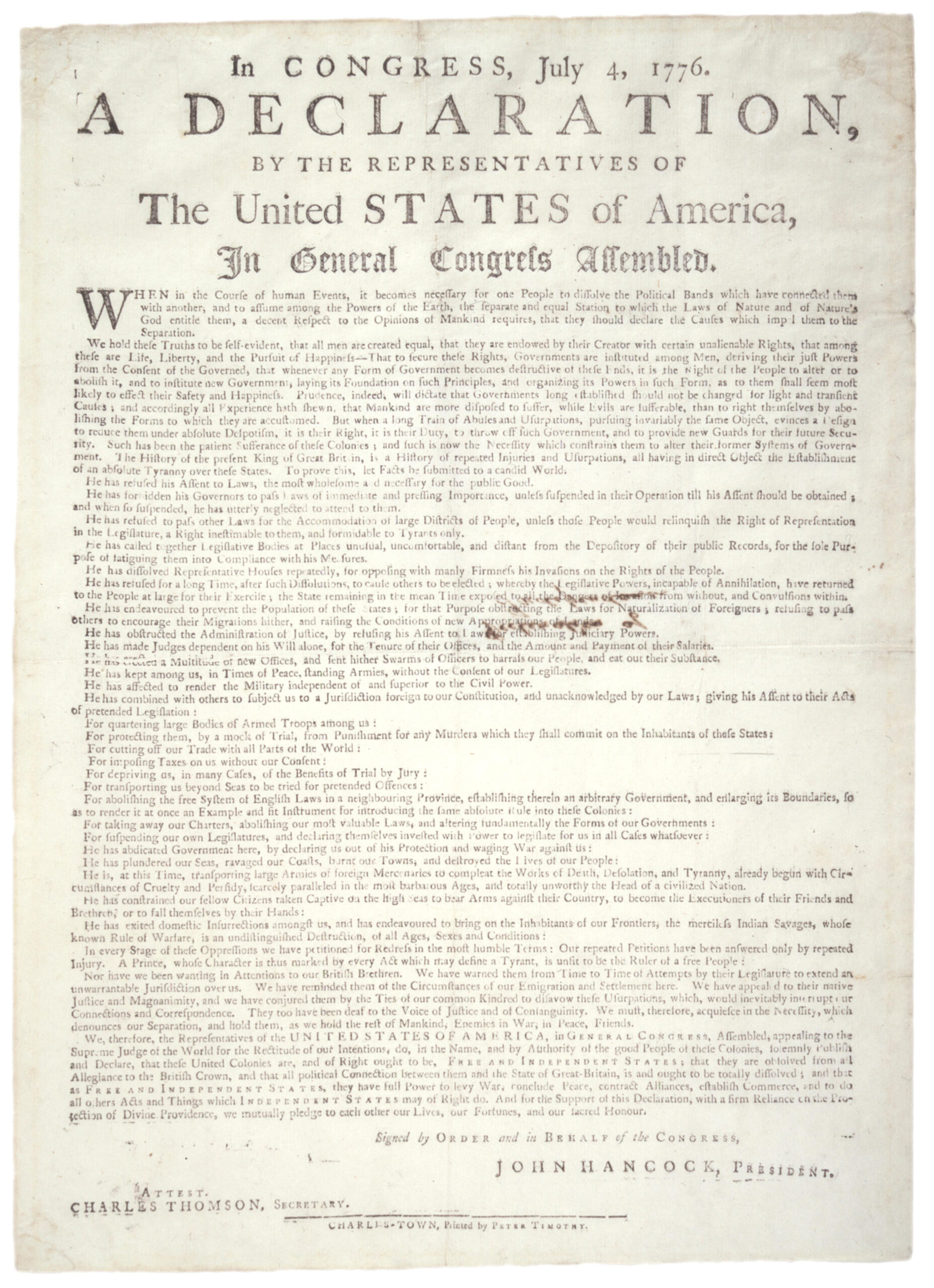 Declaration Of Independence, 1776 | Gilder Lehrman Institute Of throughout Free Printable Copy of the Declaration of Independence