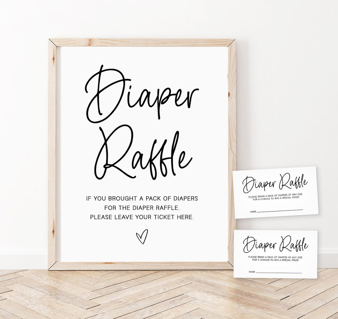 Diaper Raffle Tickets And Sign, Minimalist Baby Shower Diaper pertaining to Free Printable Diaper Raffle Sign