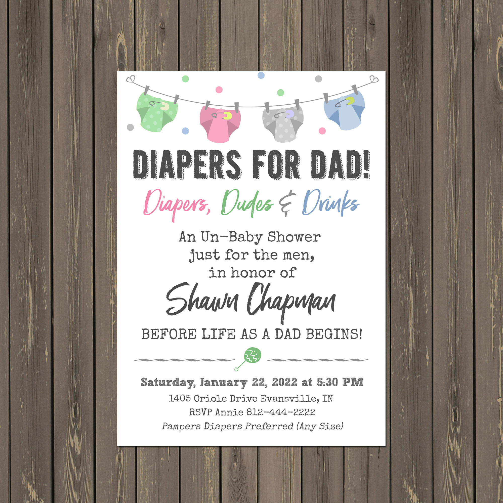 Diapers For Dad Baby Shower Invitations, Modern Daddy Baby Shower throughout Free Printable Diaper Baby Shower Invitations