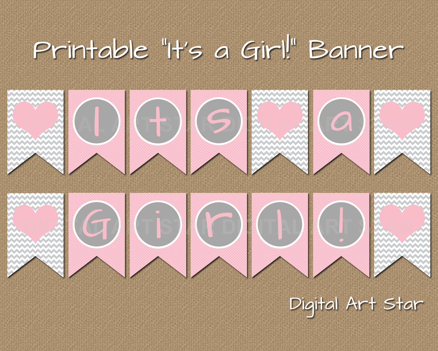 Digital Art Star :: Cute Digital Scrapbook Paper And Party with regard to Baby Girl Banner Free Printable