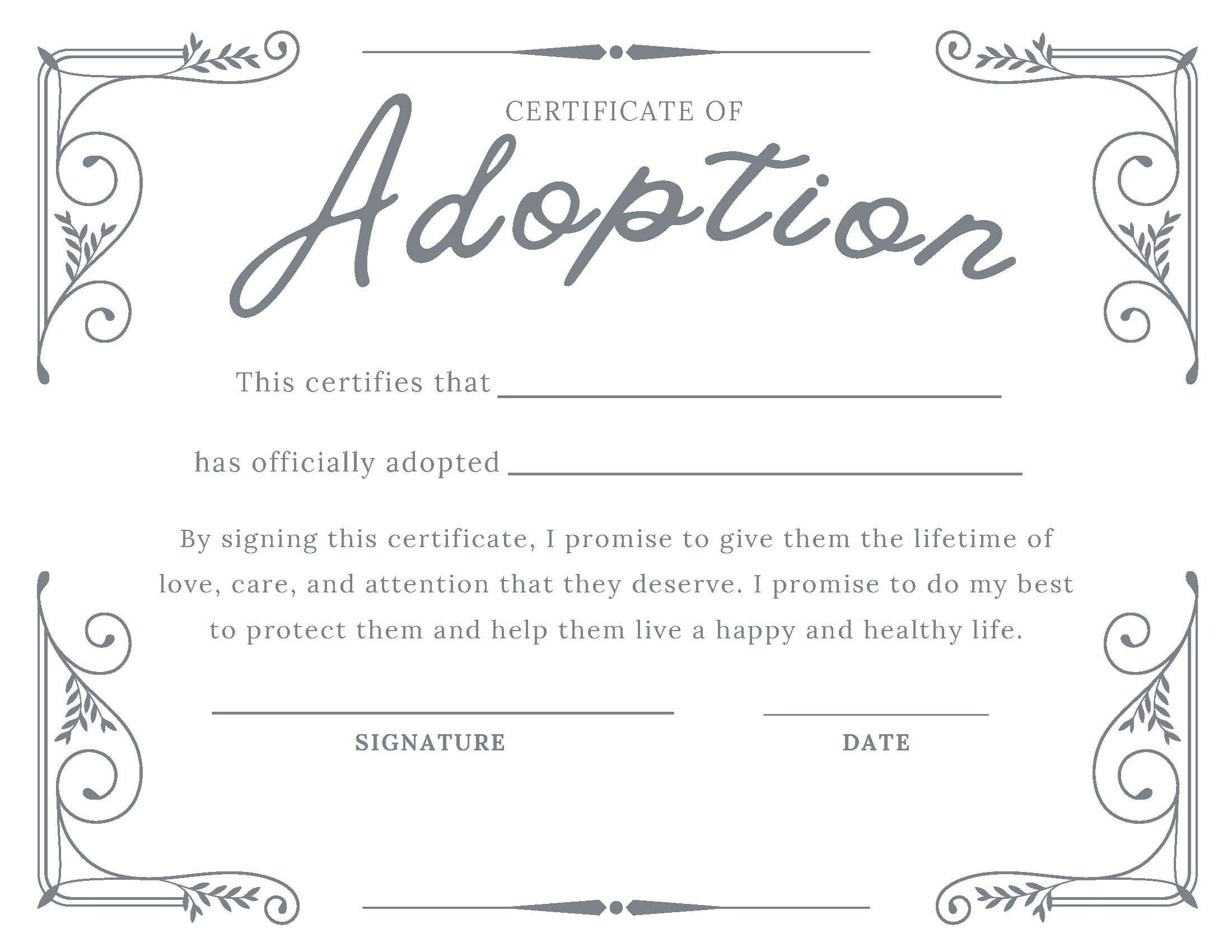 Digital Download Adoption Certificate Vintage - Etsy with regard to Fake Adoption Certificate Free Printable