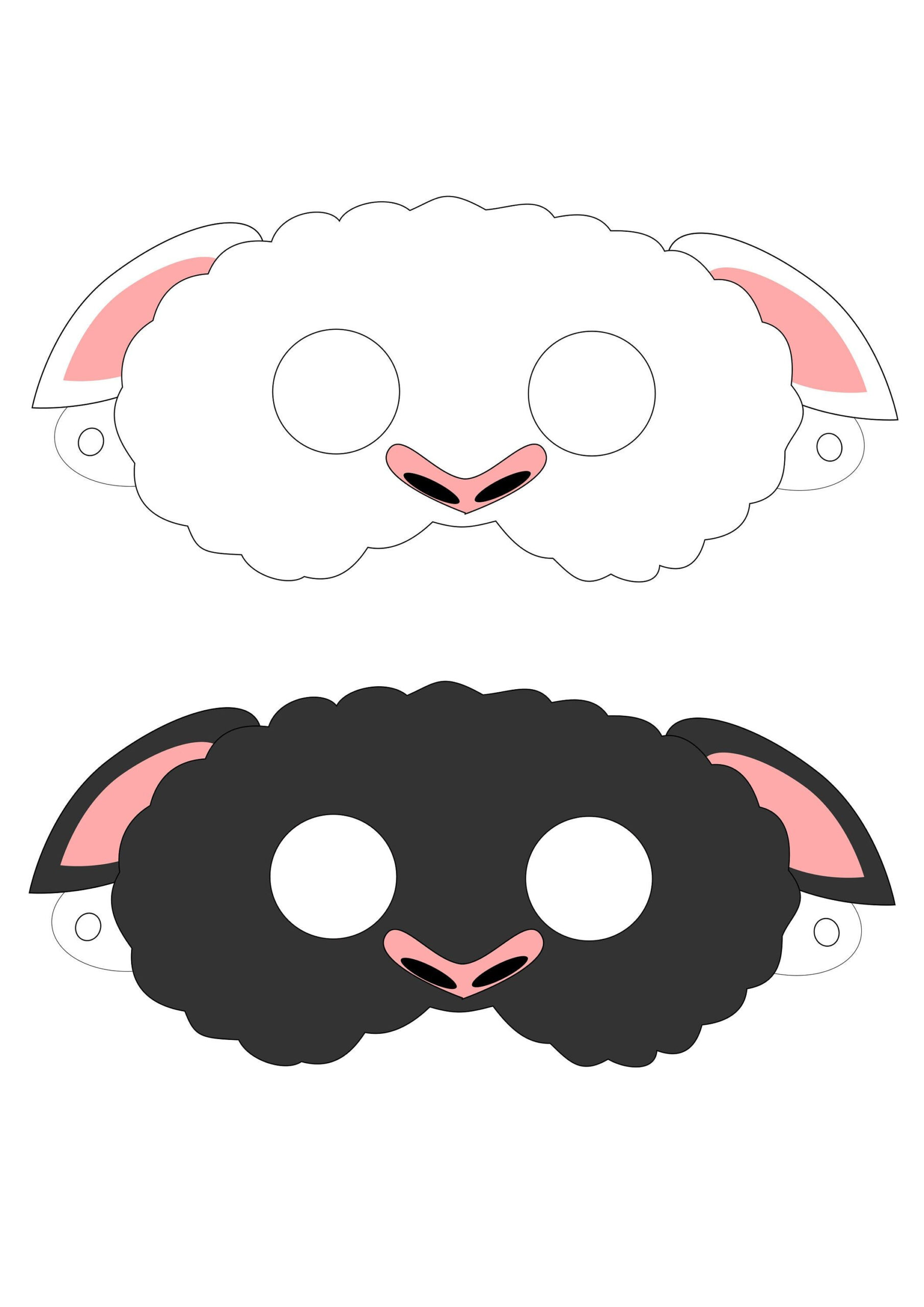 Digital Download: Black Sheep/White Sheep Printable Masks/ Bo Peep regarding Free Printable Sheep Mask