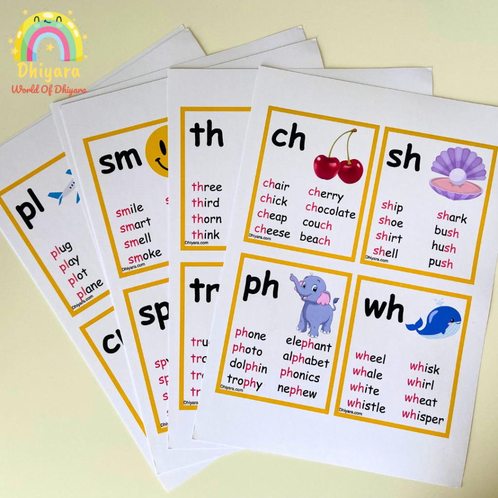 Digraphs And Blends Flashcards – Free Download – World Of Dhiyara inside Free Printable Blending Cards