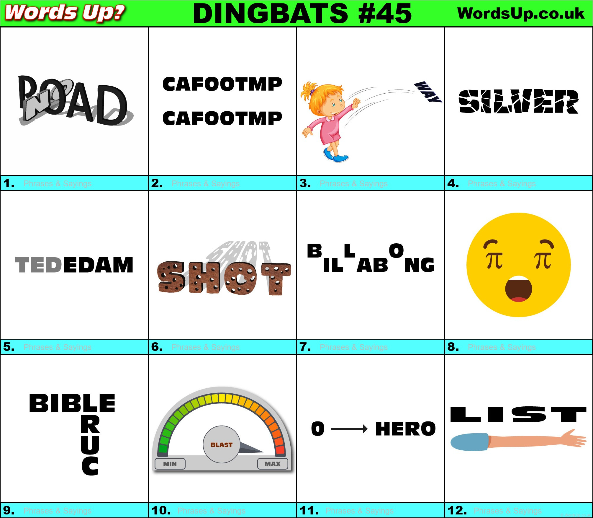 Dingbats Quiz #45 » Find The Answers To Over 730 Dingbats! » Words within Free Printable Dingbats Puzzles