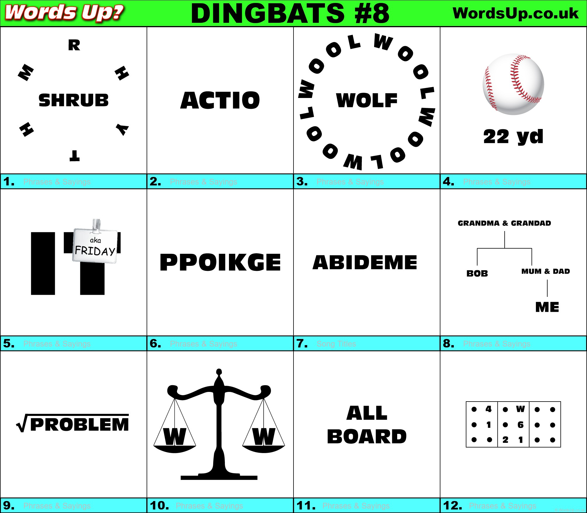 Dingbats Quiz #8 » Find The Answers To Over 730 Dingbats! » Words with regard to Free Printable Dingbats Puzzles