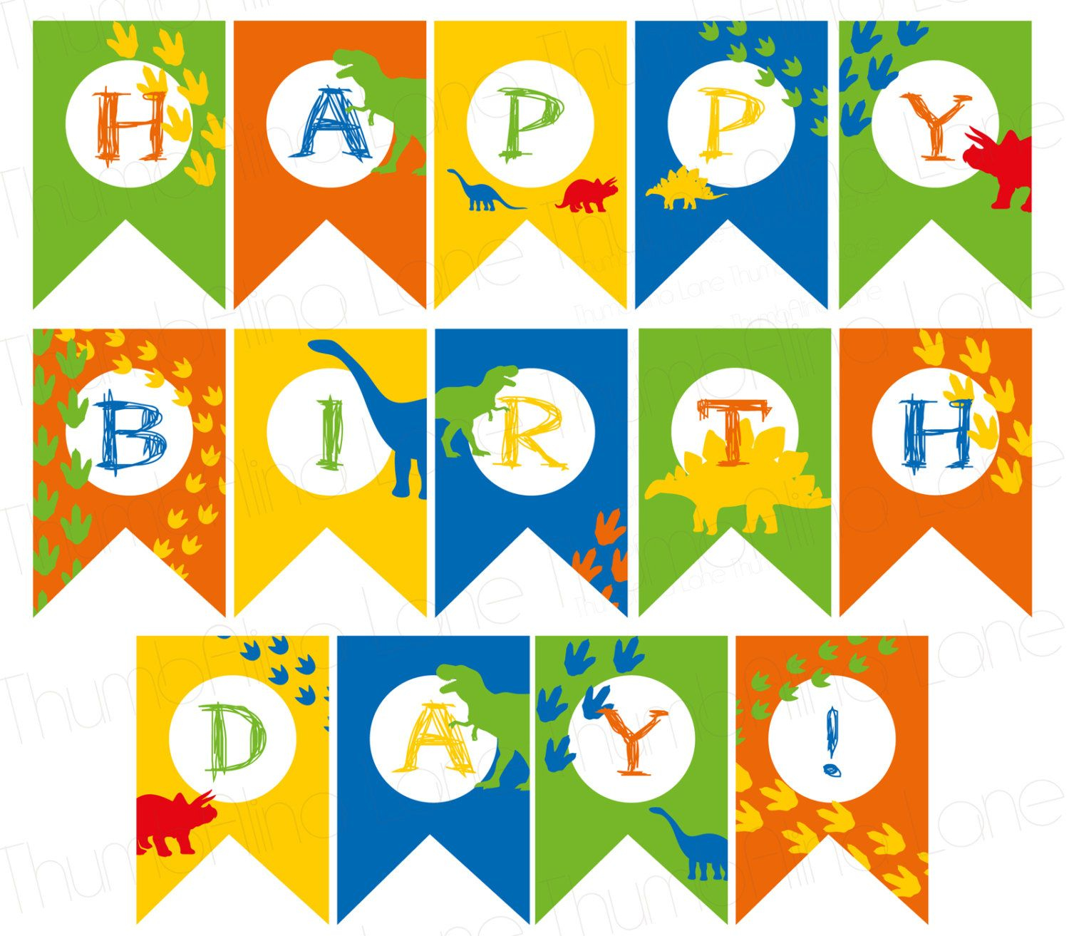 Dinosaur Printable Party Banner, Happy Birthday, Rawr, Instant regarding Free Printable Dinosaur Birthday Banner