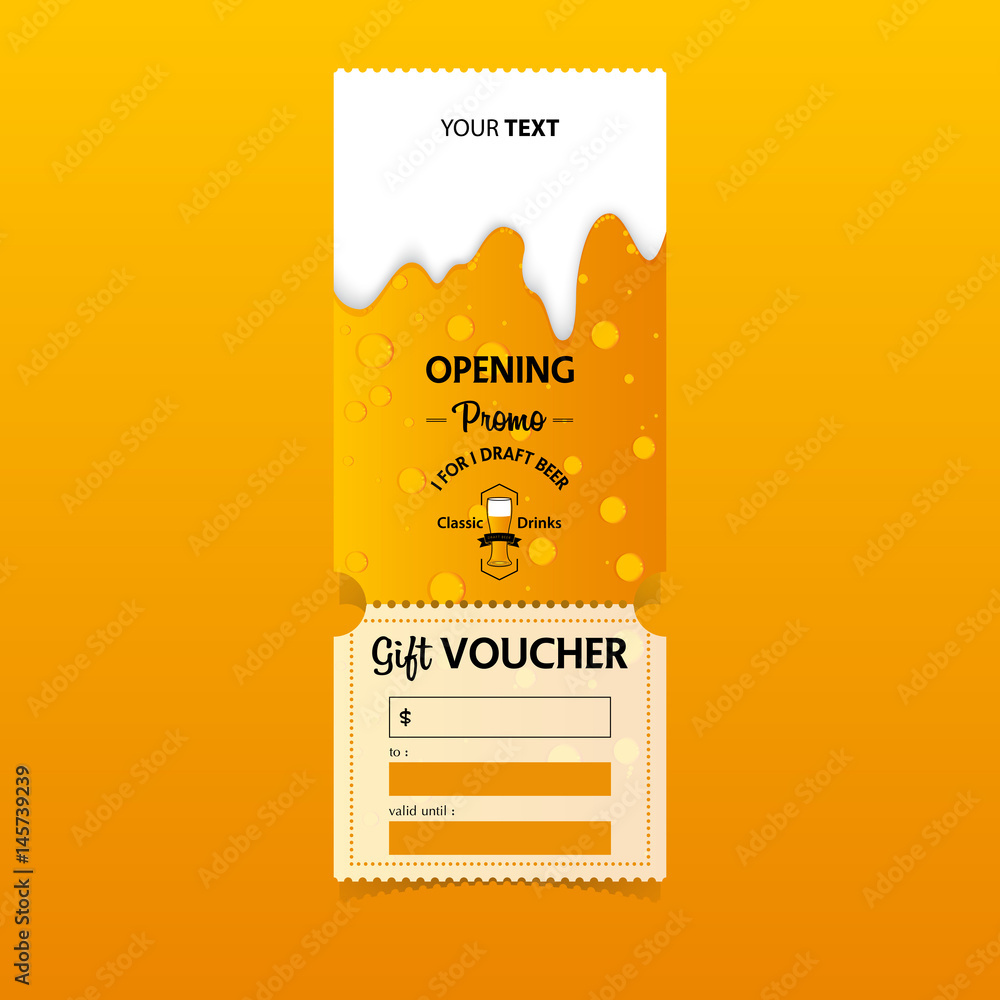 Discount Gift Vouchers Template Design For Opening Beer Party for Free Printable Beer Coupons