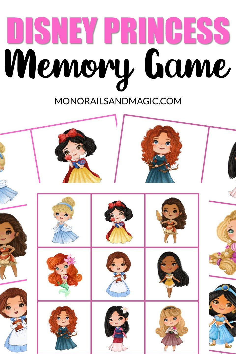 Disney Princess Memory Game Free Printable - Monorails And Magic for Free Printable Disney Stories