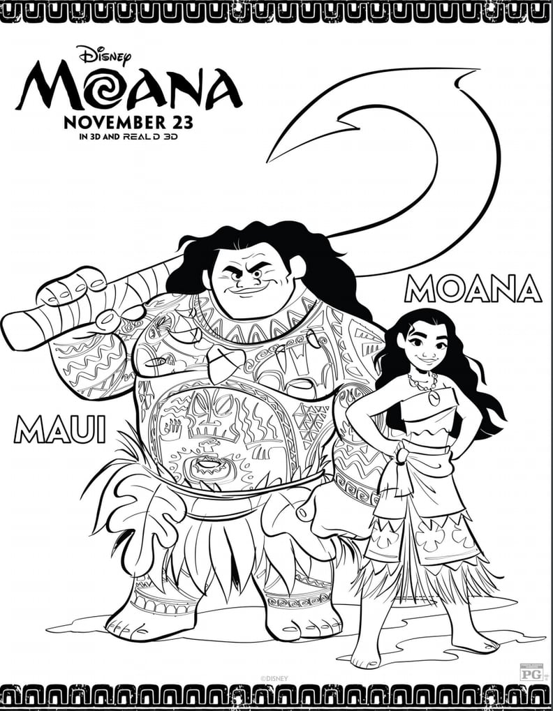 Disney&amp;#039;S Printable Moana And Maui Coloring Pages | Popsugar Family for Moana Coloring Pages Free Printable