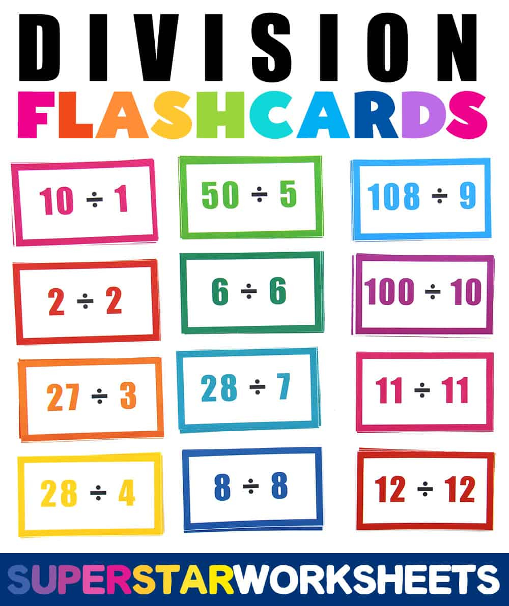 Division Flashcards - Superstar Worksheets for Free Printable Division Flash Cards