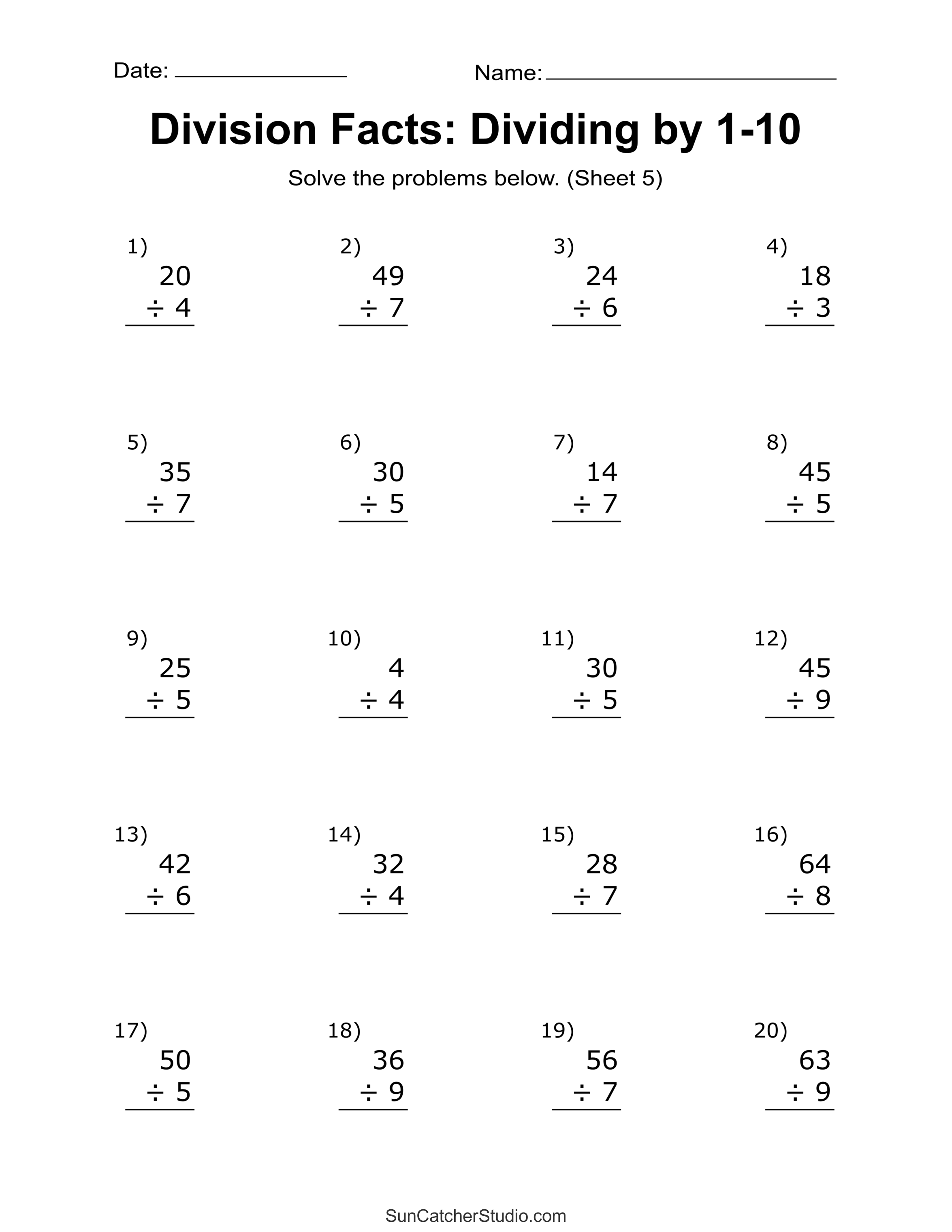 Division Worksheets &amp;amp; Problems (Free Printable Math Drills) – Diy inside Free Printable Division Worksheets For 5Th Grade