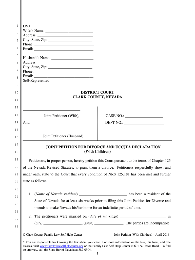 Divorce In Nevada - Fill Online, Printable, Fillable, Blank, Sign intended for Free Printable Divorce Papers Nevada