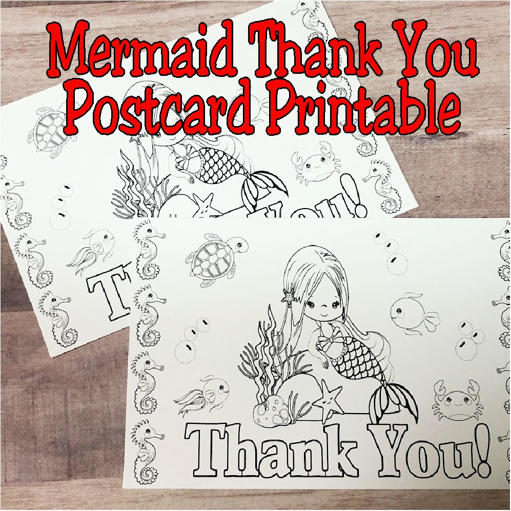 Diy Party Mom: Mermaid Thank You Post Card Printable regarding Free Printable Mermaid Thank You Cards