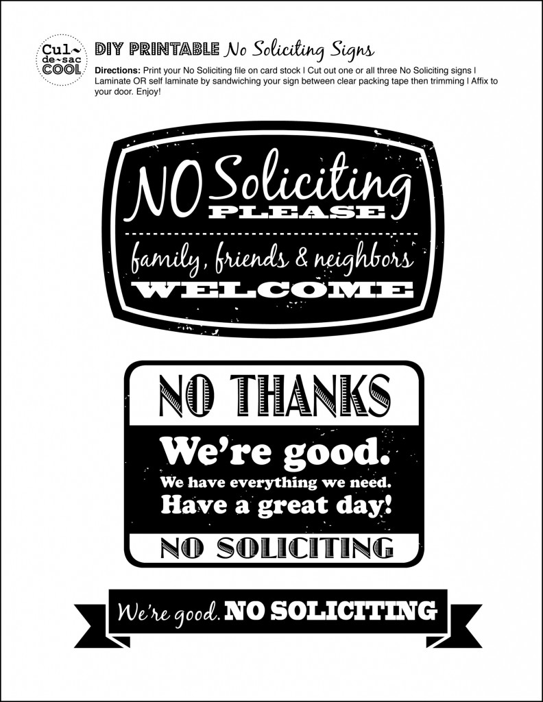 Diy Printable No Soliciting Signs - in Free Printable No Soliciting Sign