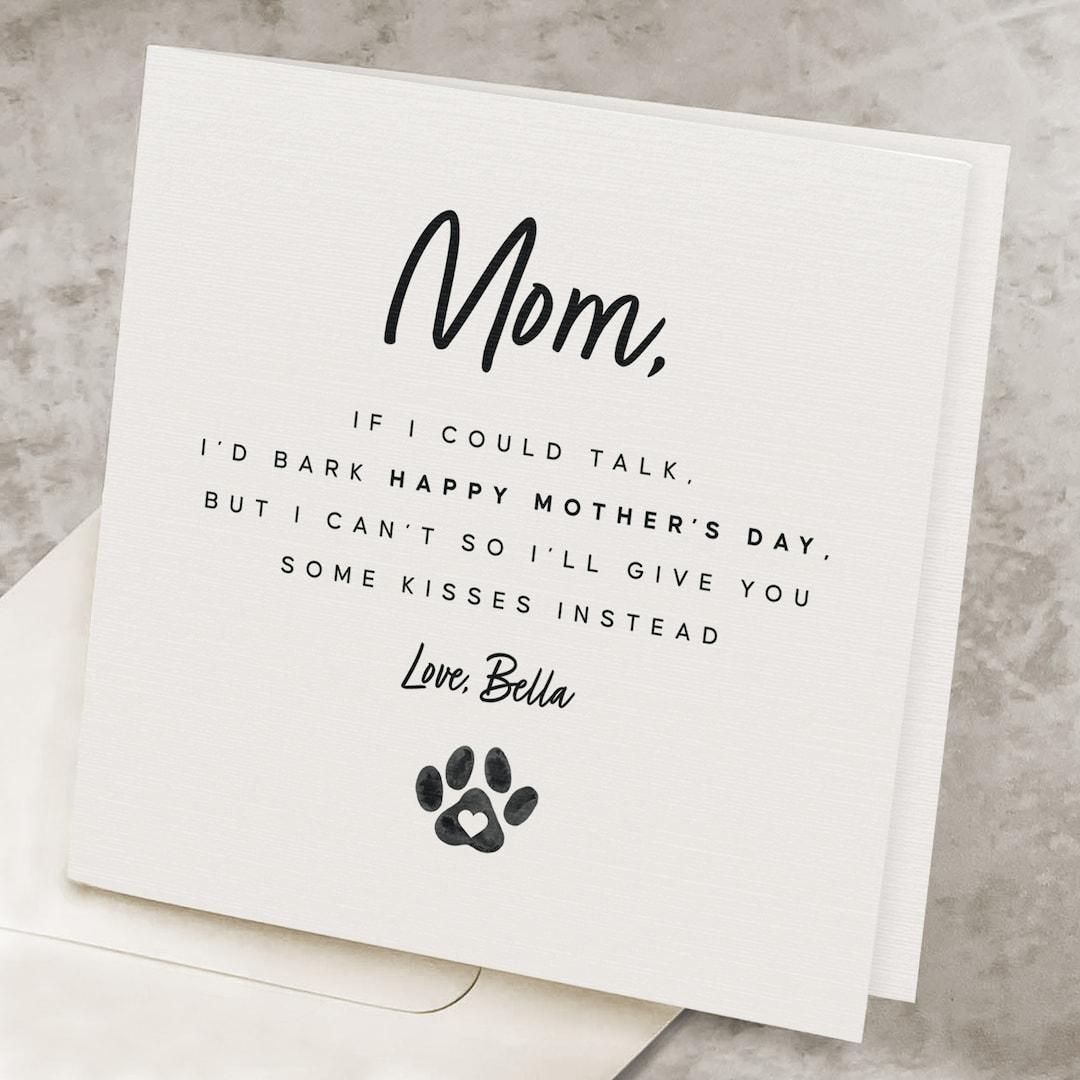 Dog Mom Mothers Day Card, Happy Mother&amp;#039;S Day Card From Dog, Cute intended for Free Printable Mothers Day Cards From the Dog