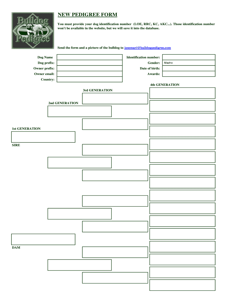 Dog Pedigree Template - Fill Online, Printable, Fillable, Blank inside Free Printable Dog Pedigree Generator