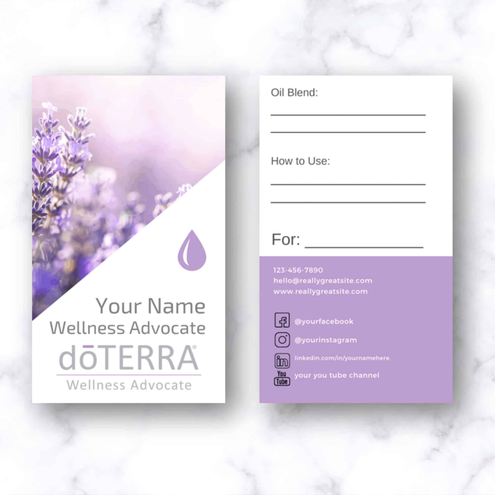 Doterra Business Cards - Desert Naturals within Free Printable Doterra Sample Cards