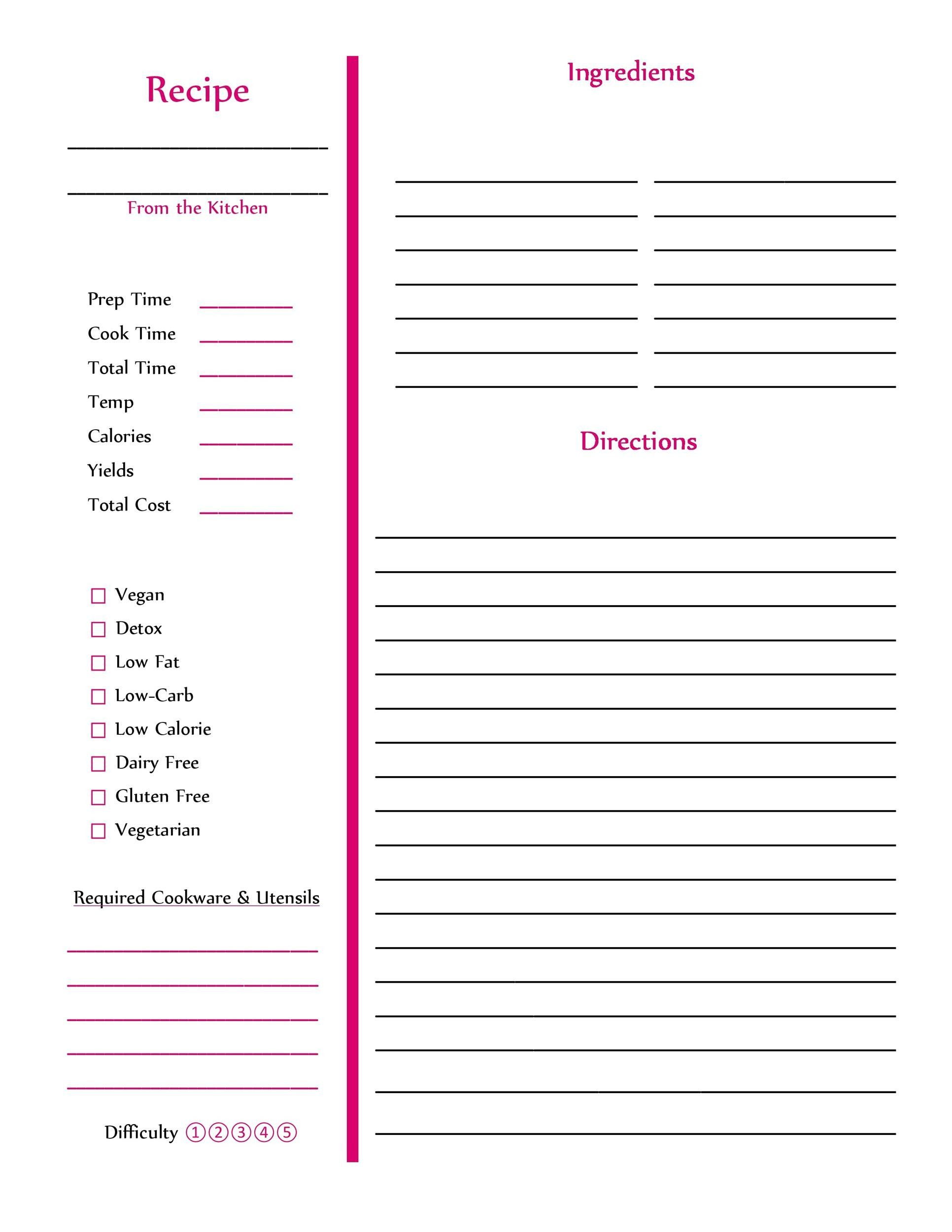 Download Cookbook Template 42 | Recipe Book Templates, Cookbook regarding Free Recipe Book Templates Printable