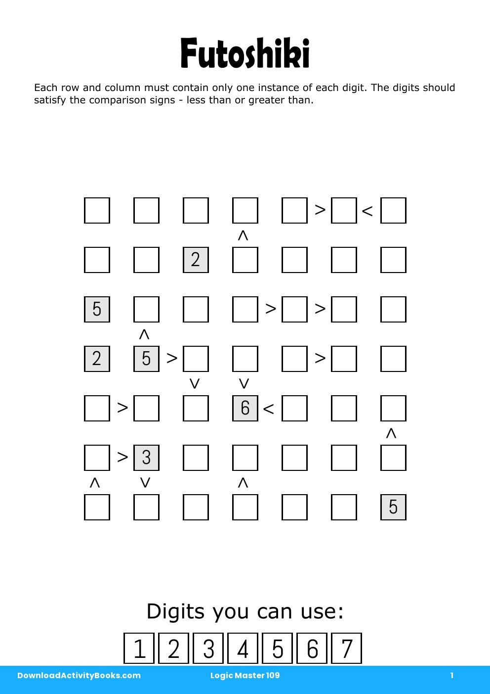 Download Futoshiki In Logic Master 109 regarding Free Printable Futoshiki Puzzles