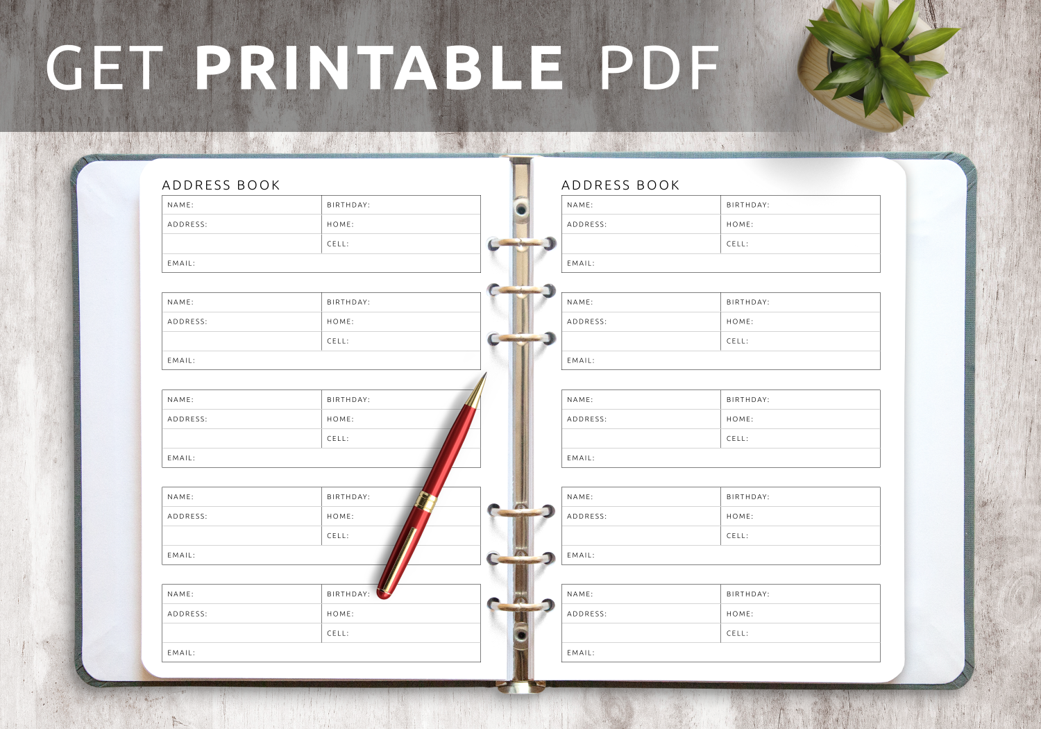 Download Printable Address Book Template Pdf inside Free Printable Blank Address Book Pages