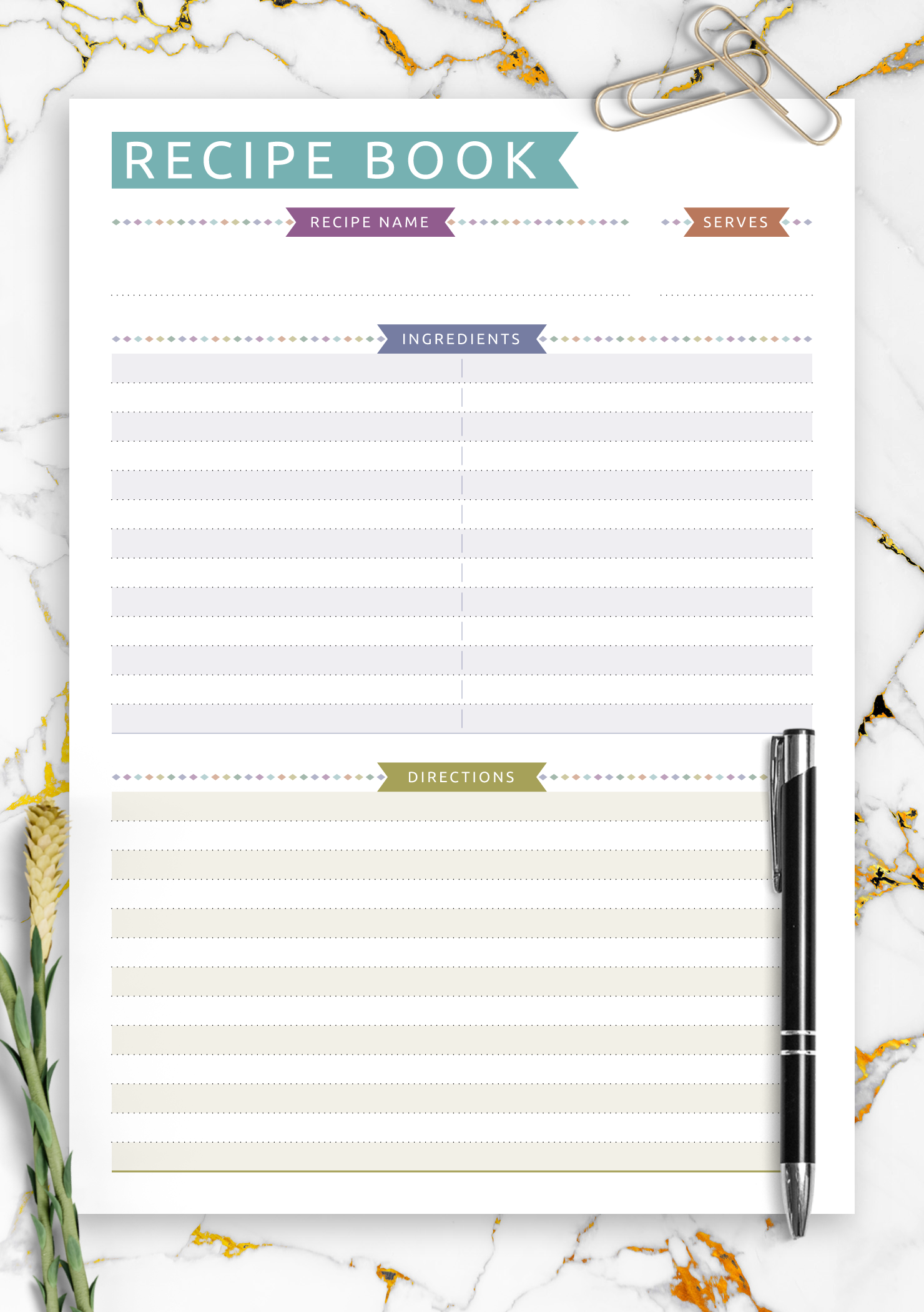 Download Printable Recipe Book Template - Casual Style Pdf throughout Free Recipe Book Templates Printable