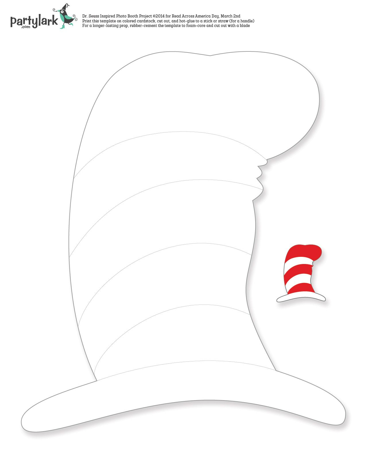 Dr. Seuss-Inspired Photo Booth Props with Free Printable Dr Seuss Hat Template