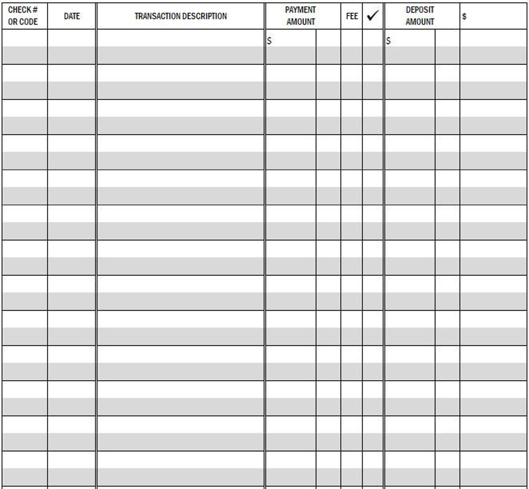 Druckbares Scheckheft Register, Pdf-Datei, Drucke Auf 8 1/2 X 11 Zoll Papier - Etsy.de within Free Printable Checkbook Register