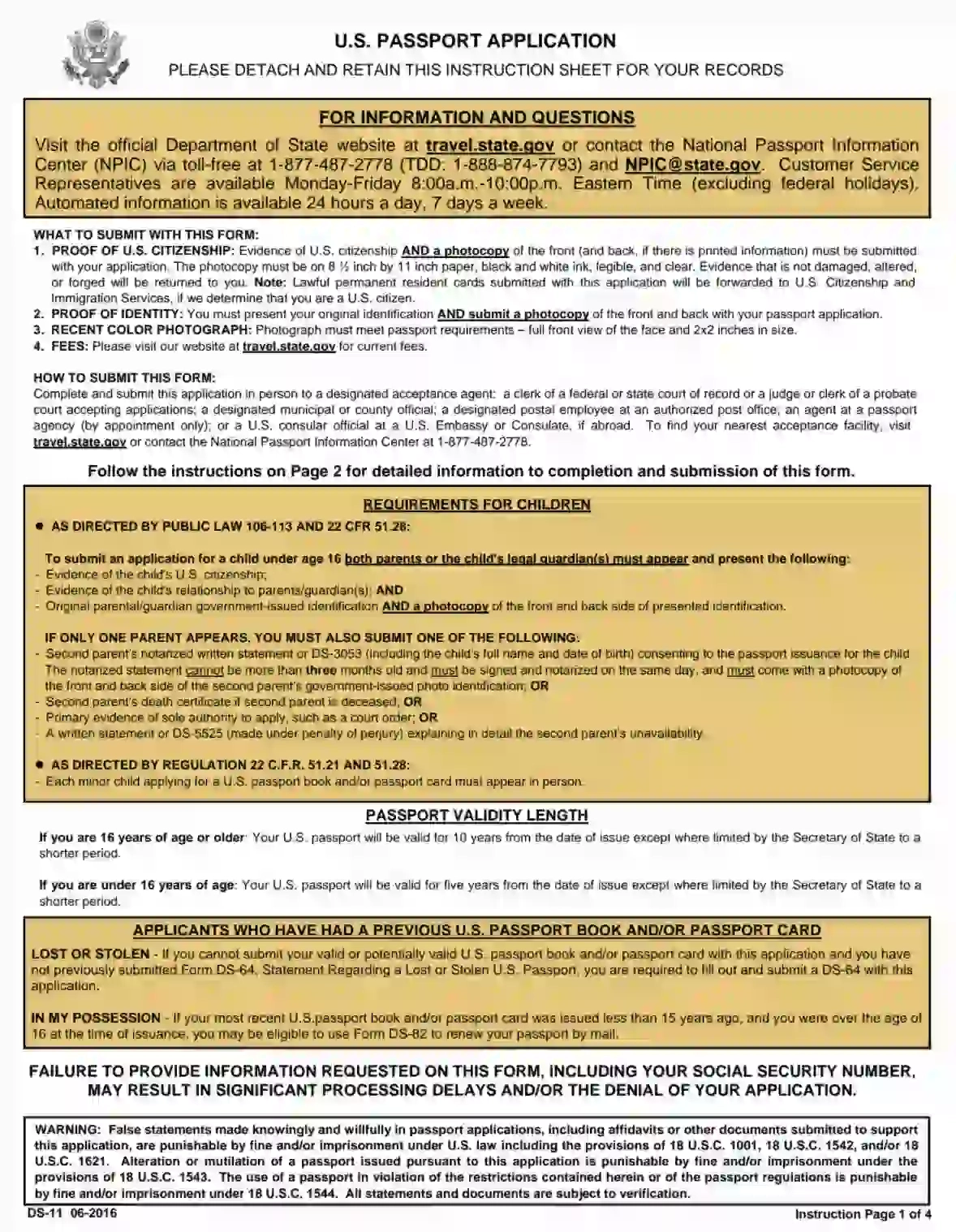 Ds-11 Us Passport Application ≡ Fill Out Printable Pdf Forms Online within Free Printable Ds 11 Form