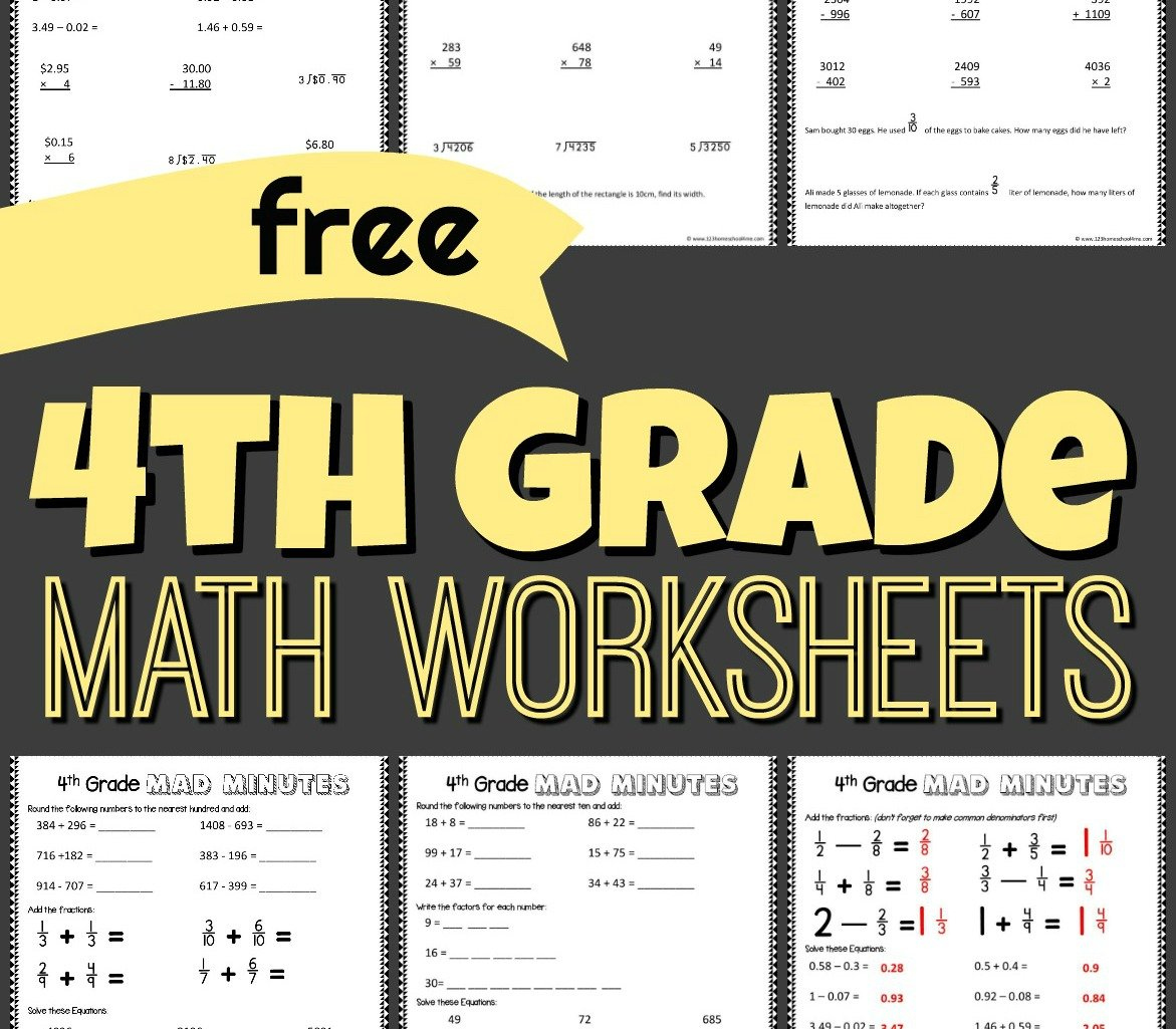 ✏️ Free Printable 4Th Grade Math Worksheets Pdf intended for Free Printable Worksheets For 4Th Grade