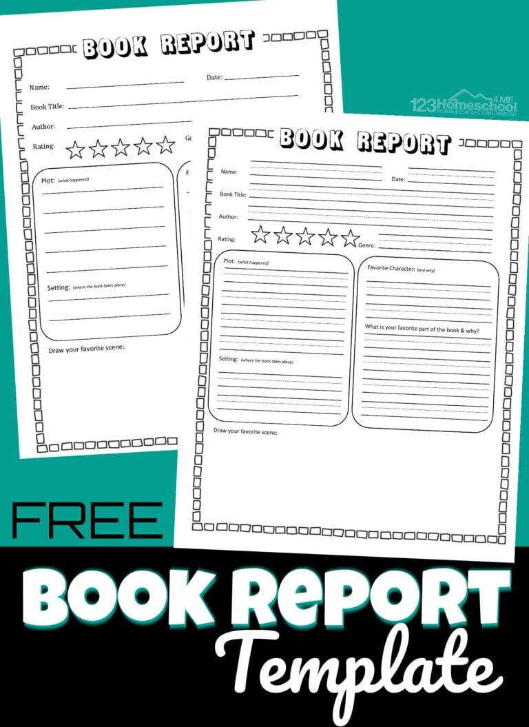 ✏️ Free Printable Book Report Template for Free Printable Books for 5th Graders