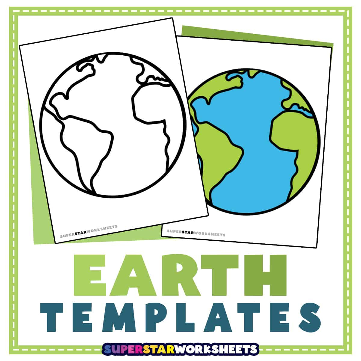 Earth Template - Superstar Worksheets for Free Printable Earth Pictures