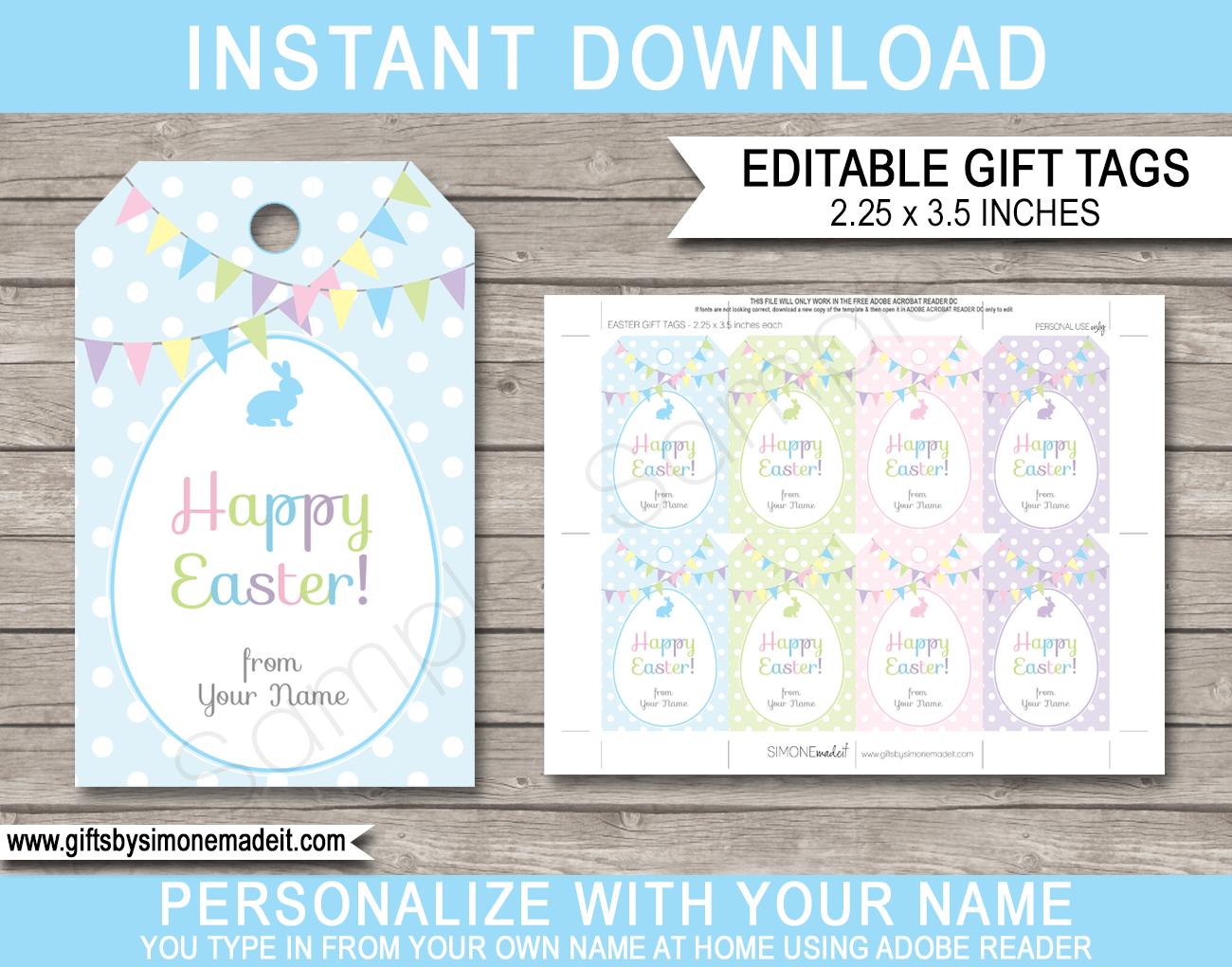 Easter Gift Tags for Free Printable Easter Basket Name Tags