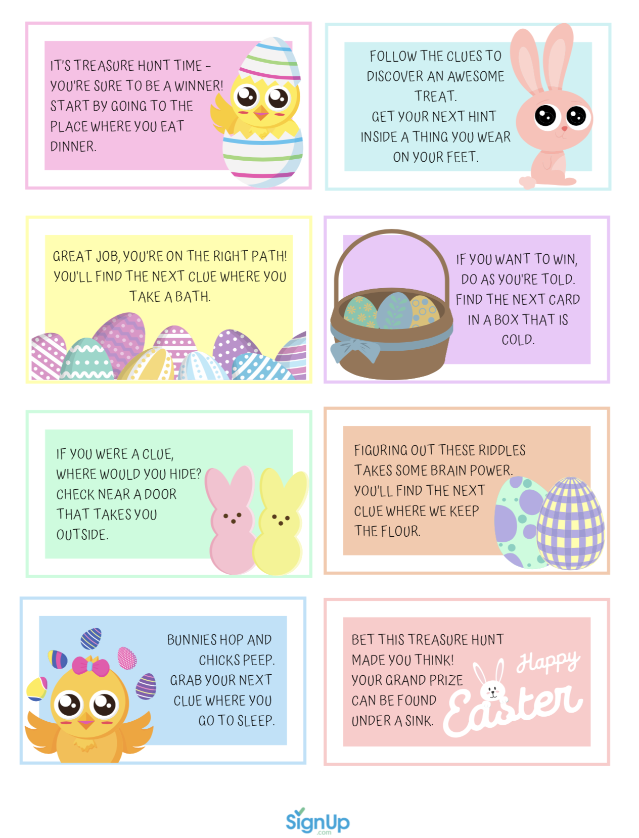 Easter Scavenger Hunt At Home | Signup inside Easter Scavenger Hunt Riddles Free Printable