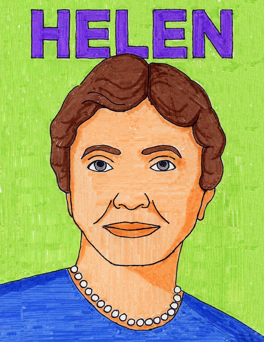 Easy How To Draw Helen Keller And Helen Keller Coloring Page with regard to Free Printable Pictures Of Helen Keller