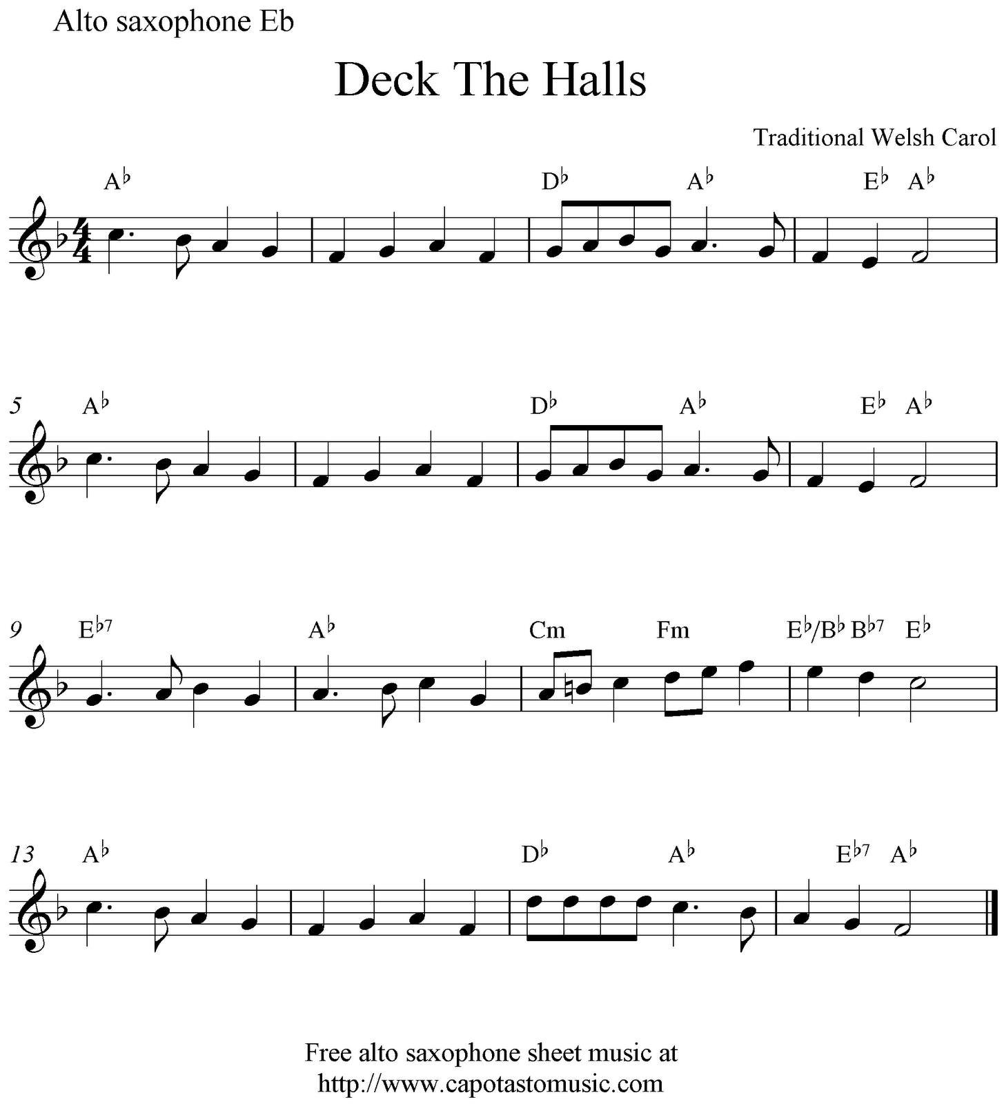 Easy Sheet Music For Beginners: Deck The Halls, Free Christmas with regard to Free Printable Christmas Sheet Music for Alto Saxophone