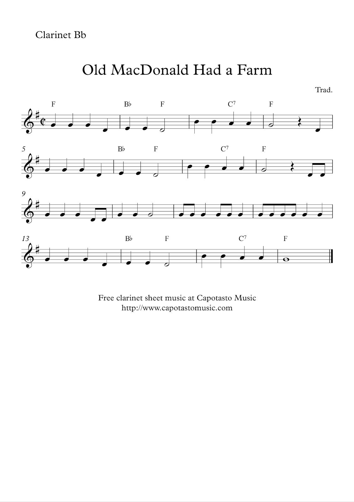 Easy Sheet Music For Beginners: Free Easy Clarinet Sheet Music intended for Free Printable Clarinet Music