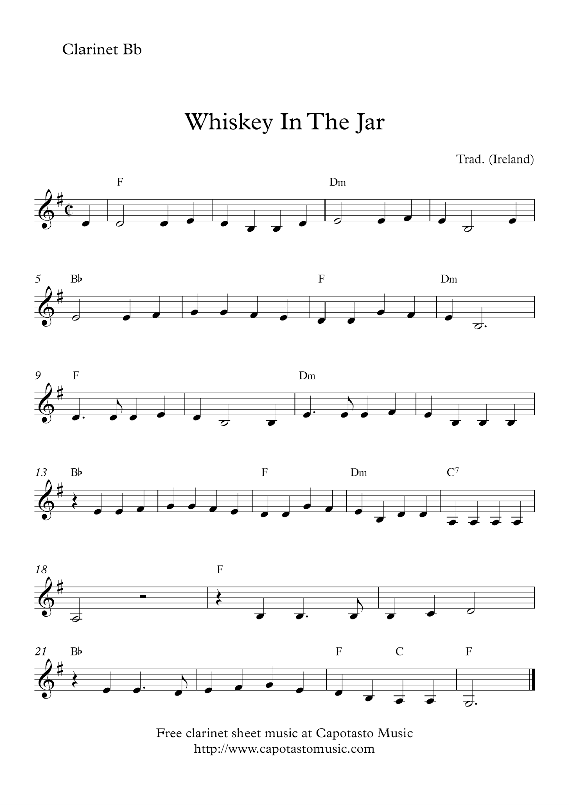 Easy Sheet Music For Beginners: Free Easy Clarinet Sheet Music with Free Printable Clarinet Music