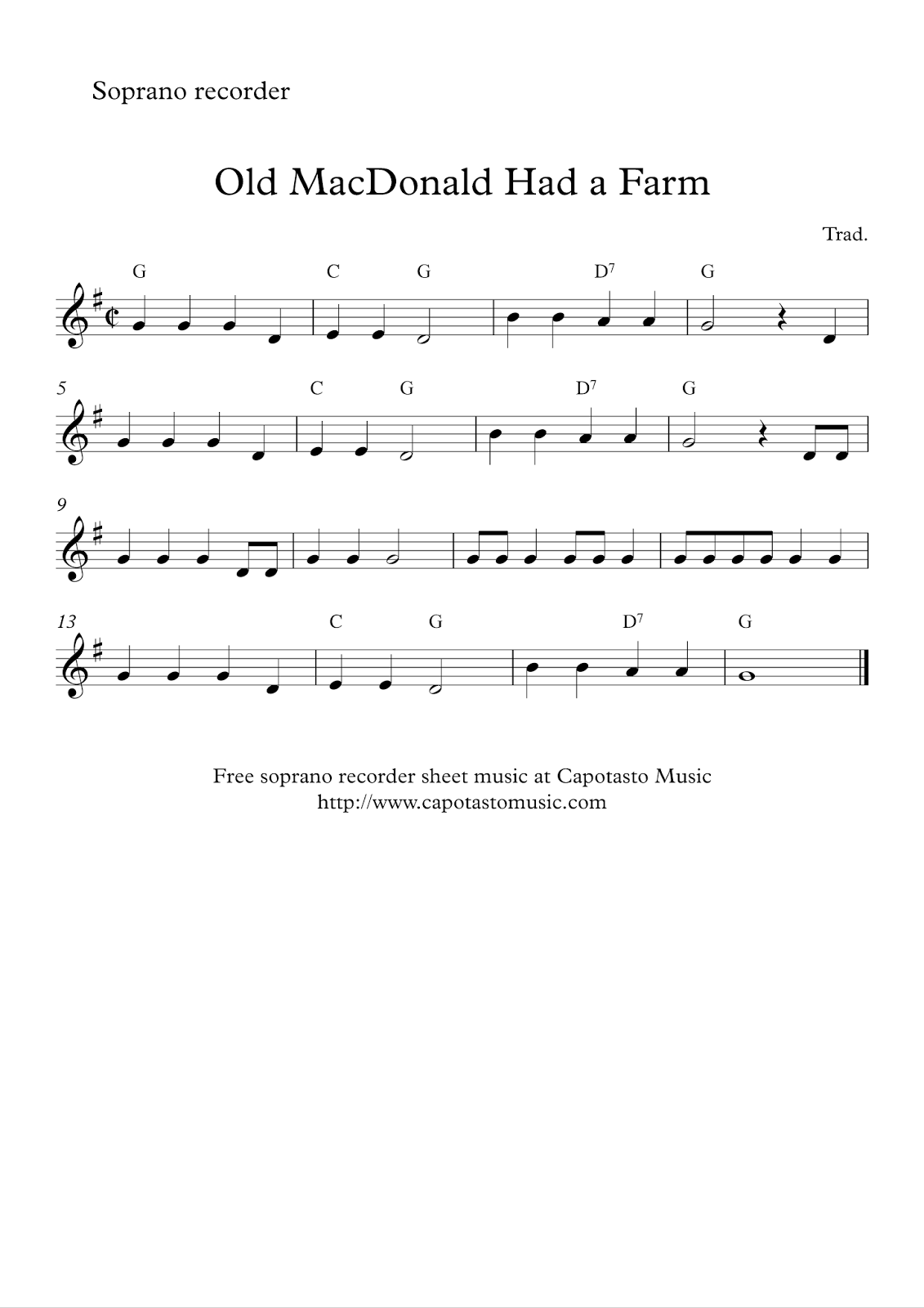 Easy Sheet Music For Beginners: Free Easy Soprano Recorder Sheet intended for Free Printable Recorder Sheet Music For Beginners