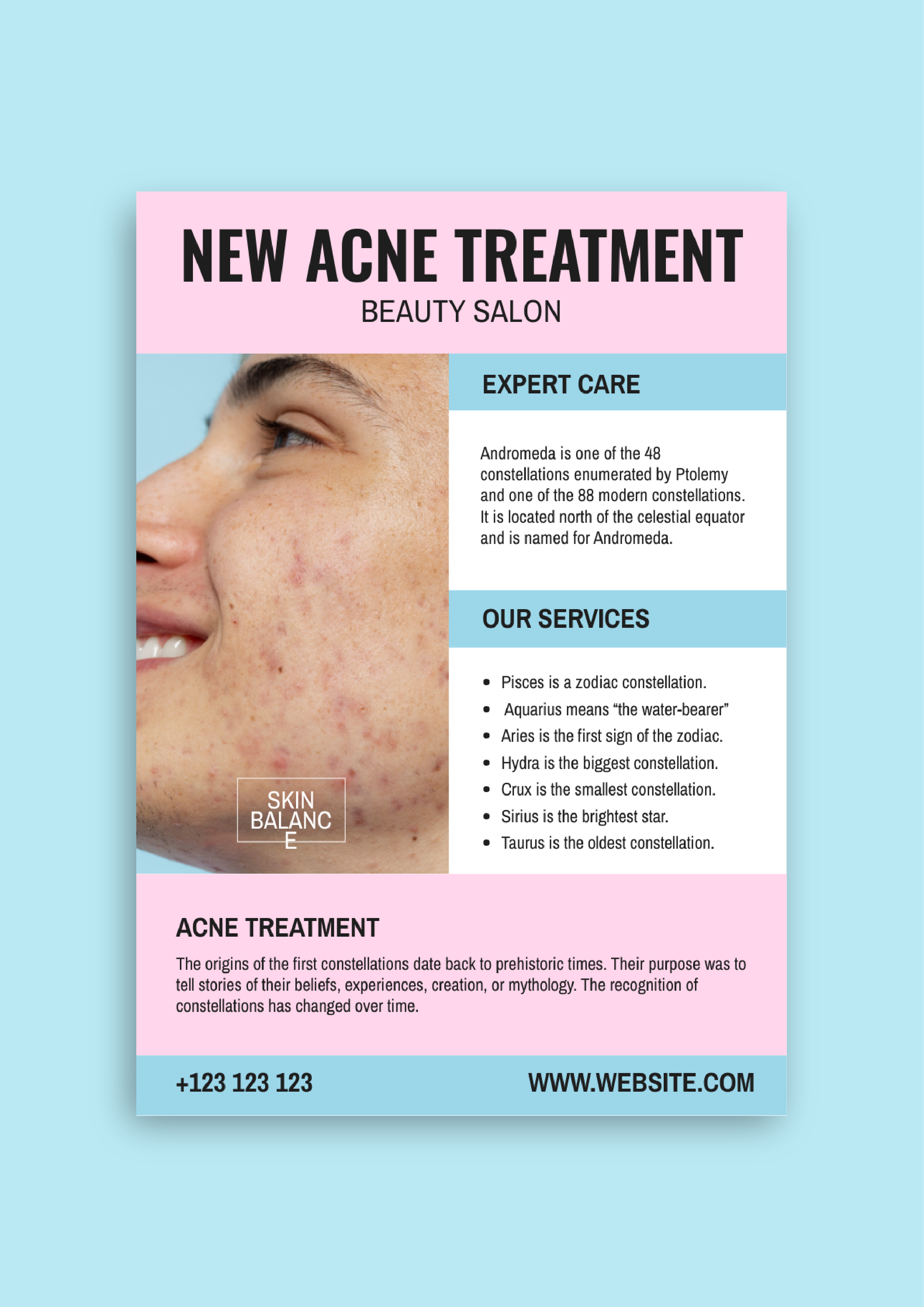 Edit This Pastel Grid Skin Balance Beauty Salon Acne Treatment inside Acne Free Coupons Printable